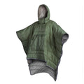 Outdoor cloak sleeping bag in grey laid out flat showing its 200x140cm rectangular shape.