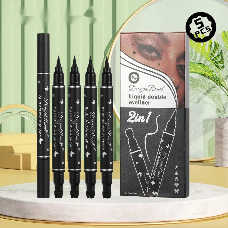 XINGX Seal double-headed eyeliner 5-set box with gold, black, and charcoal black pencils