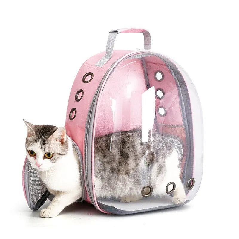 Pet astronaut backpack with side opening window in PC plastic construction