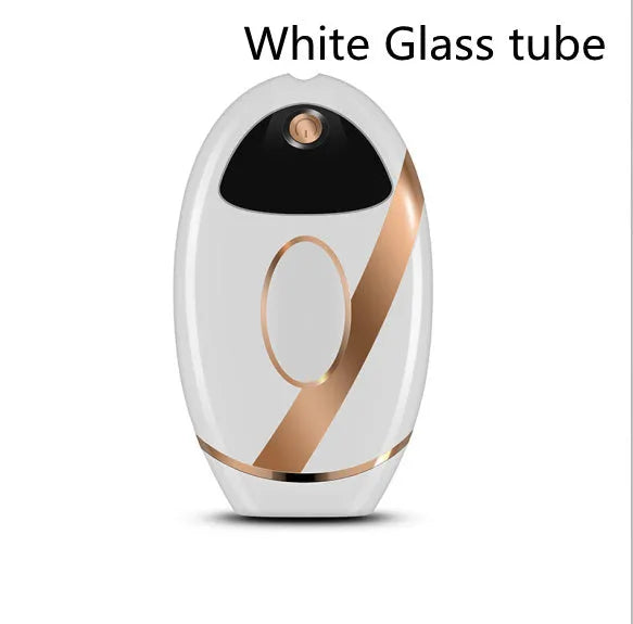 Black ABS IPL laser hair removal machine with 350,000 flashes for full body use, compact 14x7.5x4.5 cm