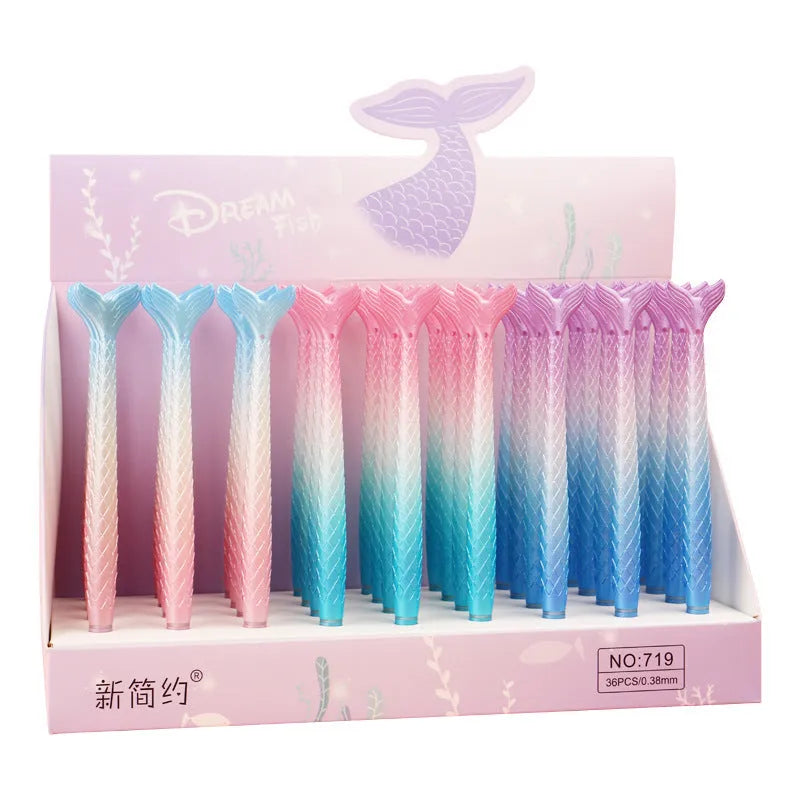 Mermaid-themed ballpoint pen with 0.38mm fine writing tip and colourful cartoon design