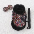 Classic dog walking cloak set with chest strap harness and hand holding rope leash in multiple styles