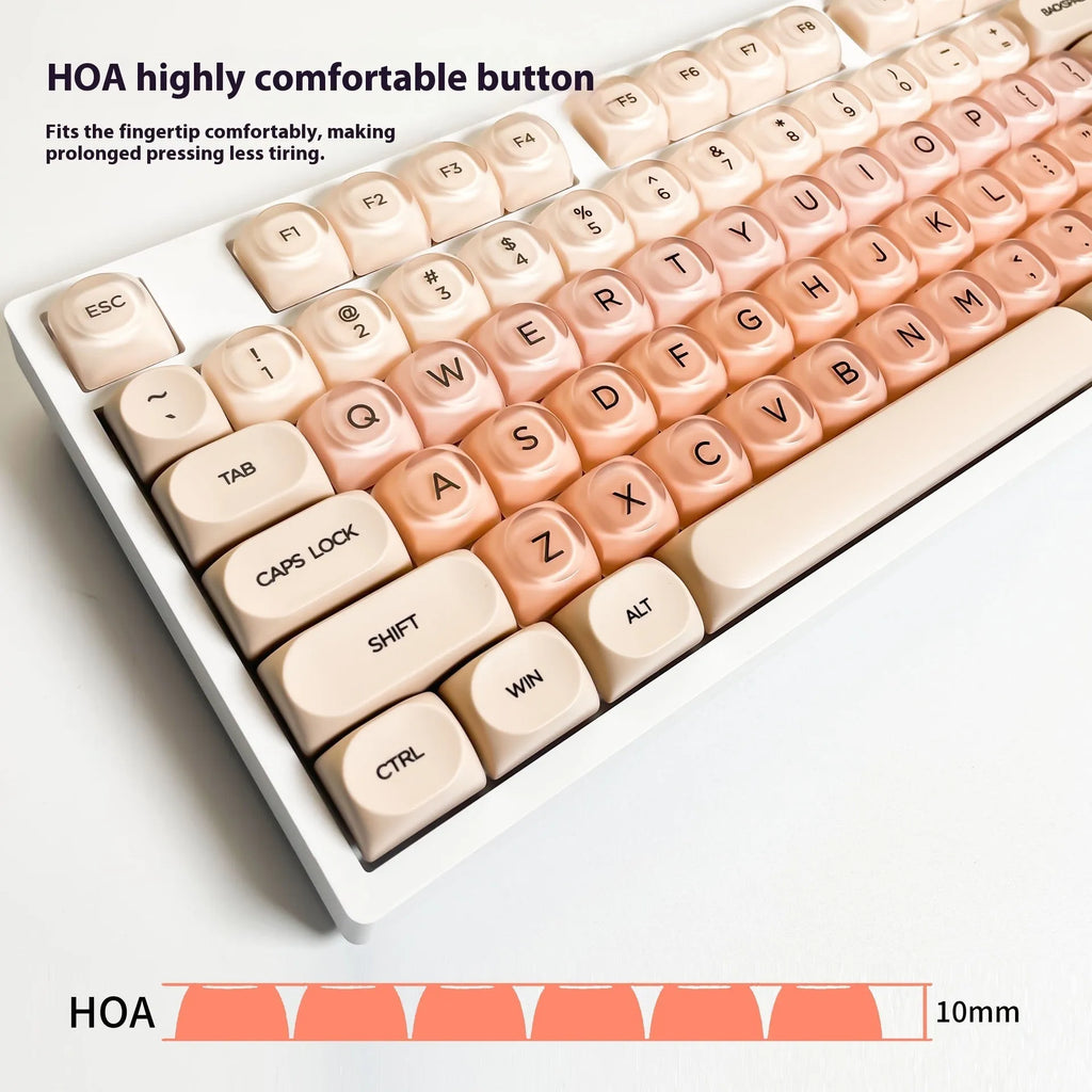 Boxed OEM height plastic keycap set with UV printing in HOA colours for Cherry MX mechanical keyboards