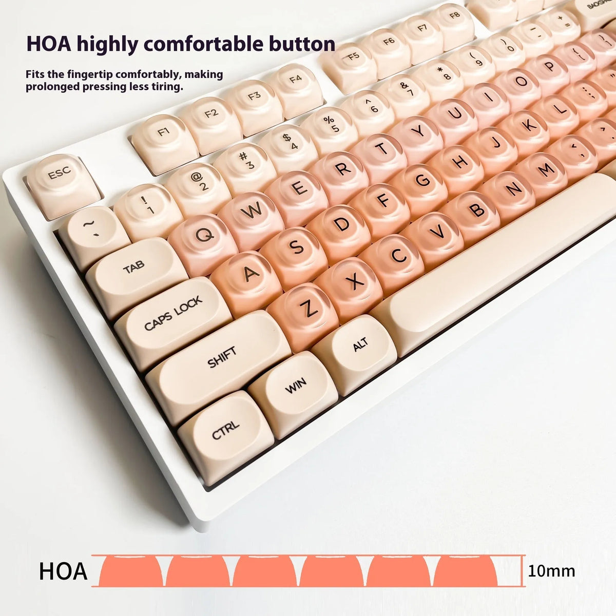 Boxed OEM height plastic keycap set with UV printing in HOA colours for Cherry MX mechanical keyboards