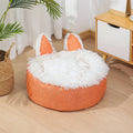 Round plush faux fur cat bed in blue, grey, orange, white or yellow, sizes XS 35cm to XL 75cm
