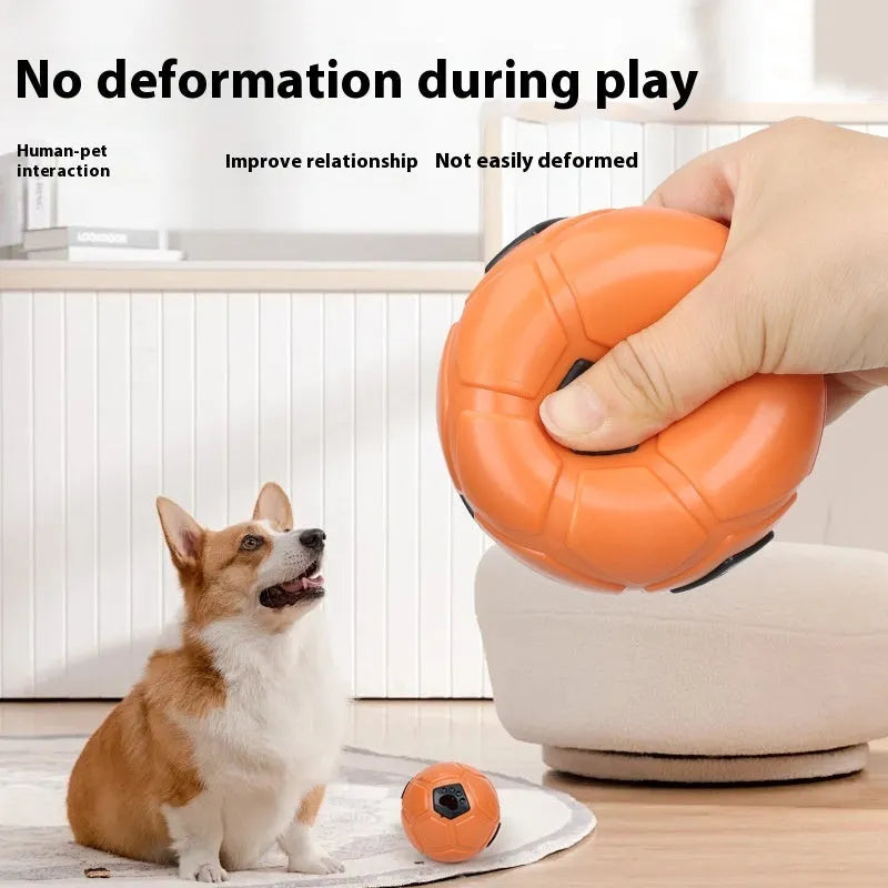 Orange and white TPR rubber dog ball toy for teeth grinding and nibbling
