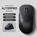 AJ159 gaming mouse in various colours showing compact design with Teflon feet.
