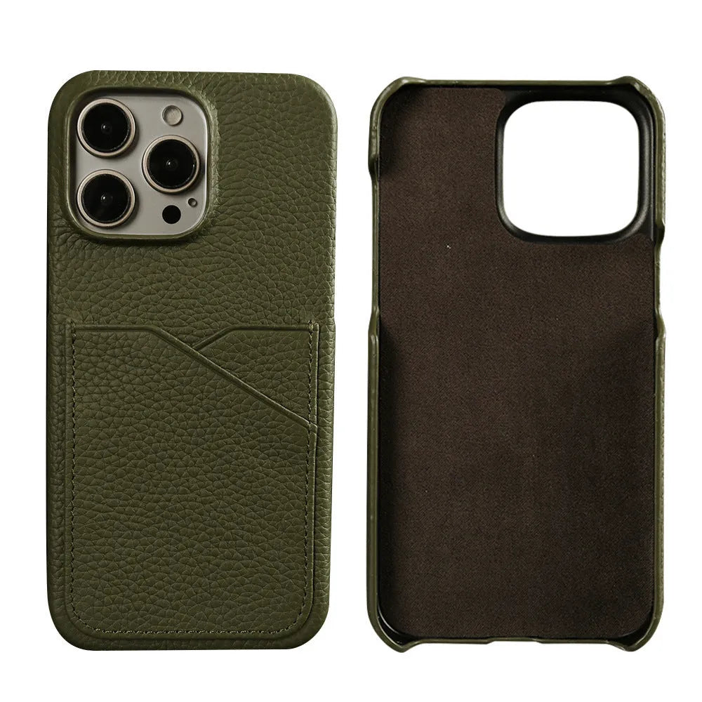 Genuine leather magnetic phone case for Apple iPhone 13 14 15 series in black red colour option