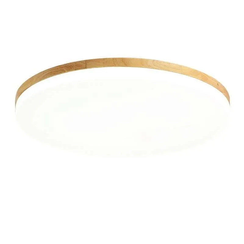 Japanese minimalist ceiling lamp with wood art body and acrylic shade in three sizes.