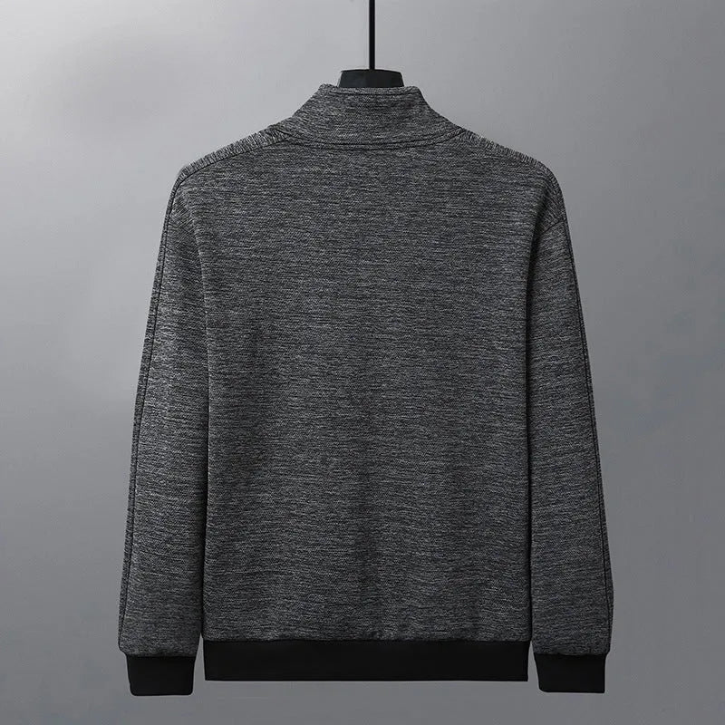 Men's casual jacket with stand-up collar, athletic fit, and front zipper in chemical fibre blend fabric