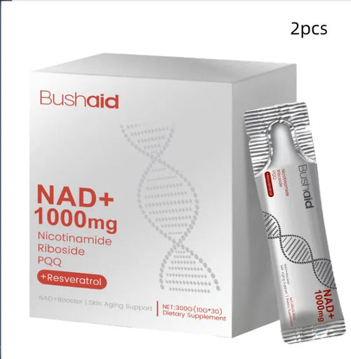 Two bottles of 300g anti-aging liquid supplement drink with nicotinamide riboside and trans-resveratrol