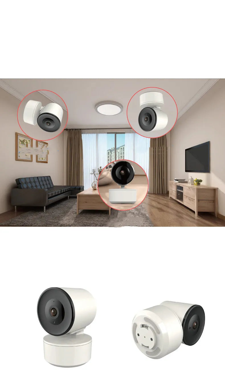 Smart WiFi indoor security camera with 1080P HD video and 355-degree rotation for home monitoring