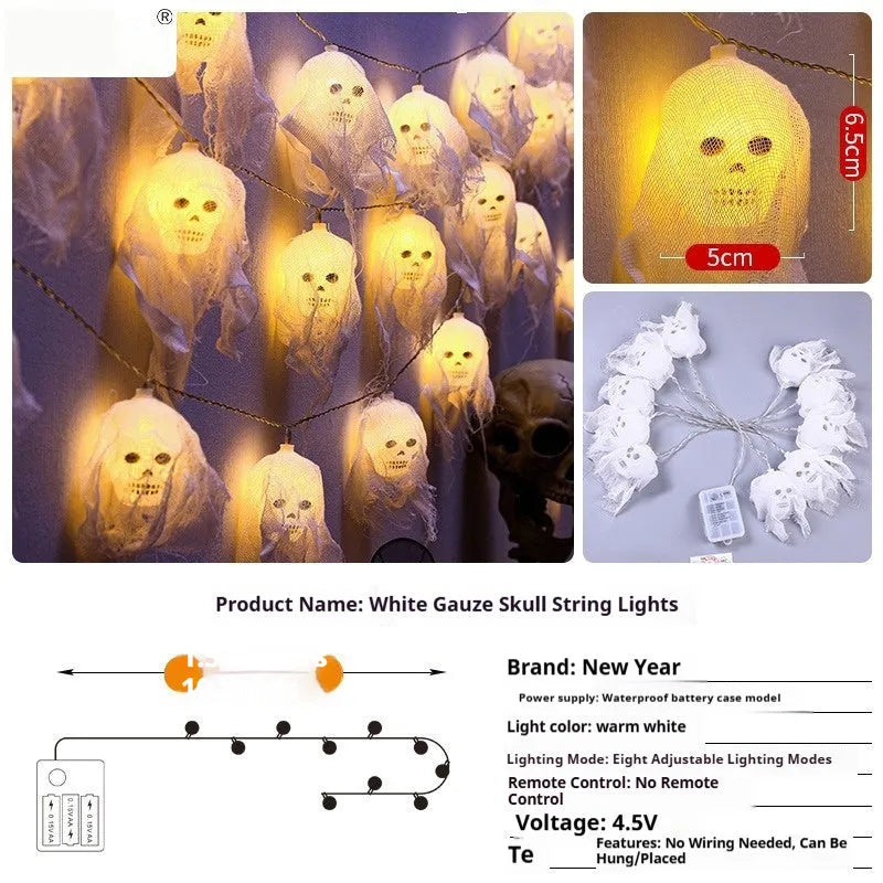 Halloween coloured LED string lights for indoor wall decoration with battery box