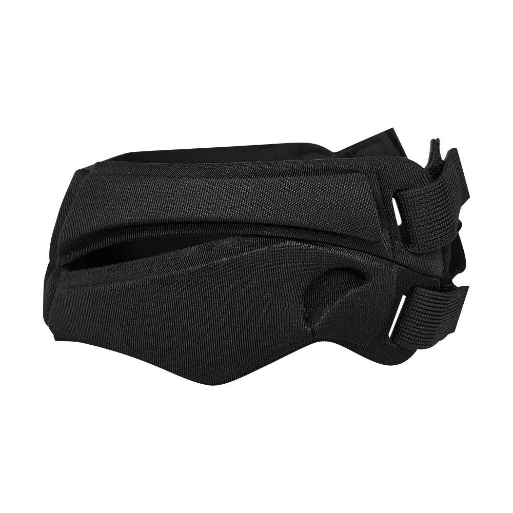 Black goalkeeper head protection belt for adults rugby sports protective gear on display