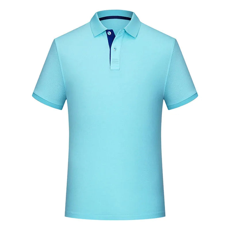 Solid colour cotton polo collar casual T-shirt in multiple colours for summer daily wear