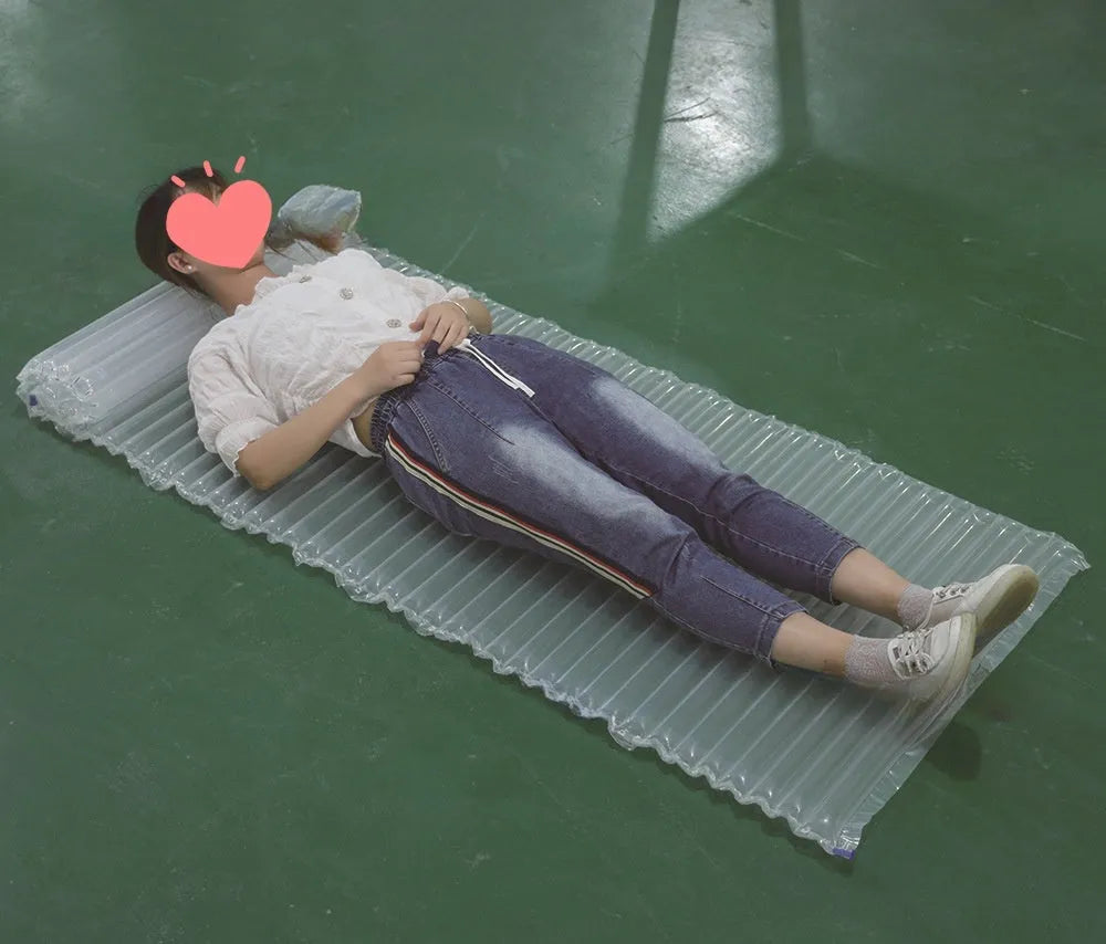 Transparent outdoor camping airbed measuring 200cm long with 300kg load capacity