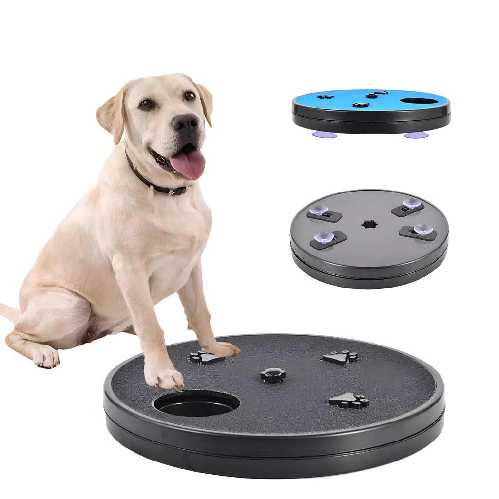 33cm dog nail scraper slow food toy with rotatable sandpaper file board, six food compartments, and suction cup base