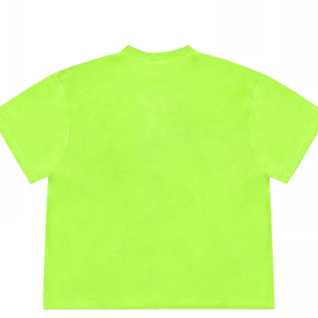 Blueberry fabric patchwork T-shirt with plant patterns in loose fit ice oxygen cotton