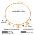 Titanium steel pearl necklace with geometric shell pendant on stainless steel chain