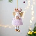 Pink and white cloth Christmas angel wings plush pendant with modern simplicity design