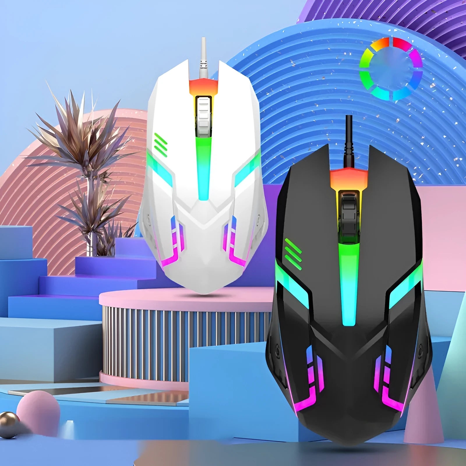 E-sports weighted wired USB mouse in black with large plastic body for desktop gaming