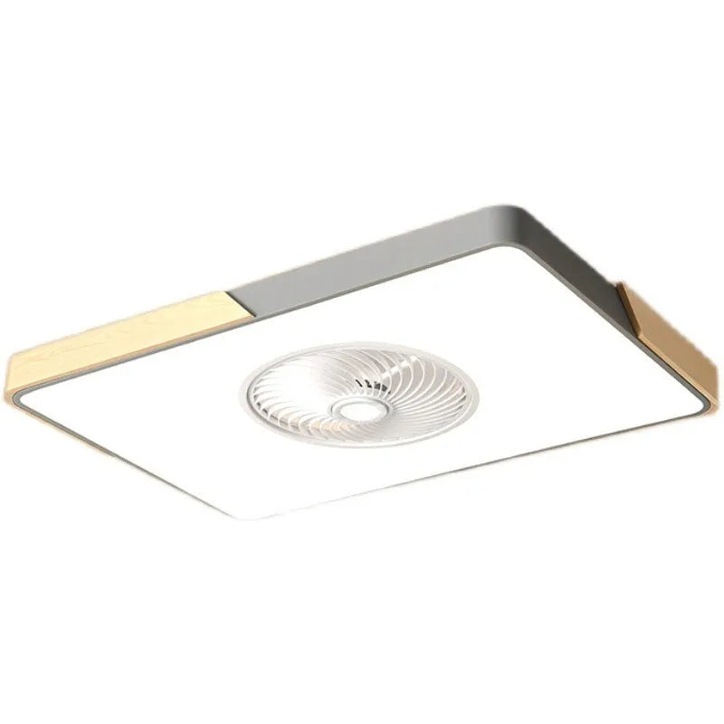 Nordic solid wood ceiling fan with light combination in rectangular, round and square size options