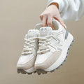 Women's black flat platform casual shoes with round toe and front lace-up, made from artificial PU with cotton lining.