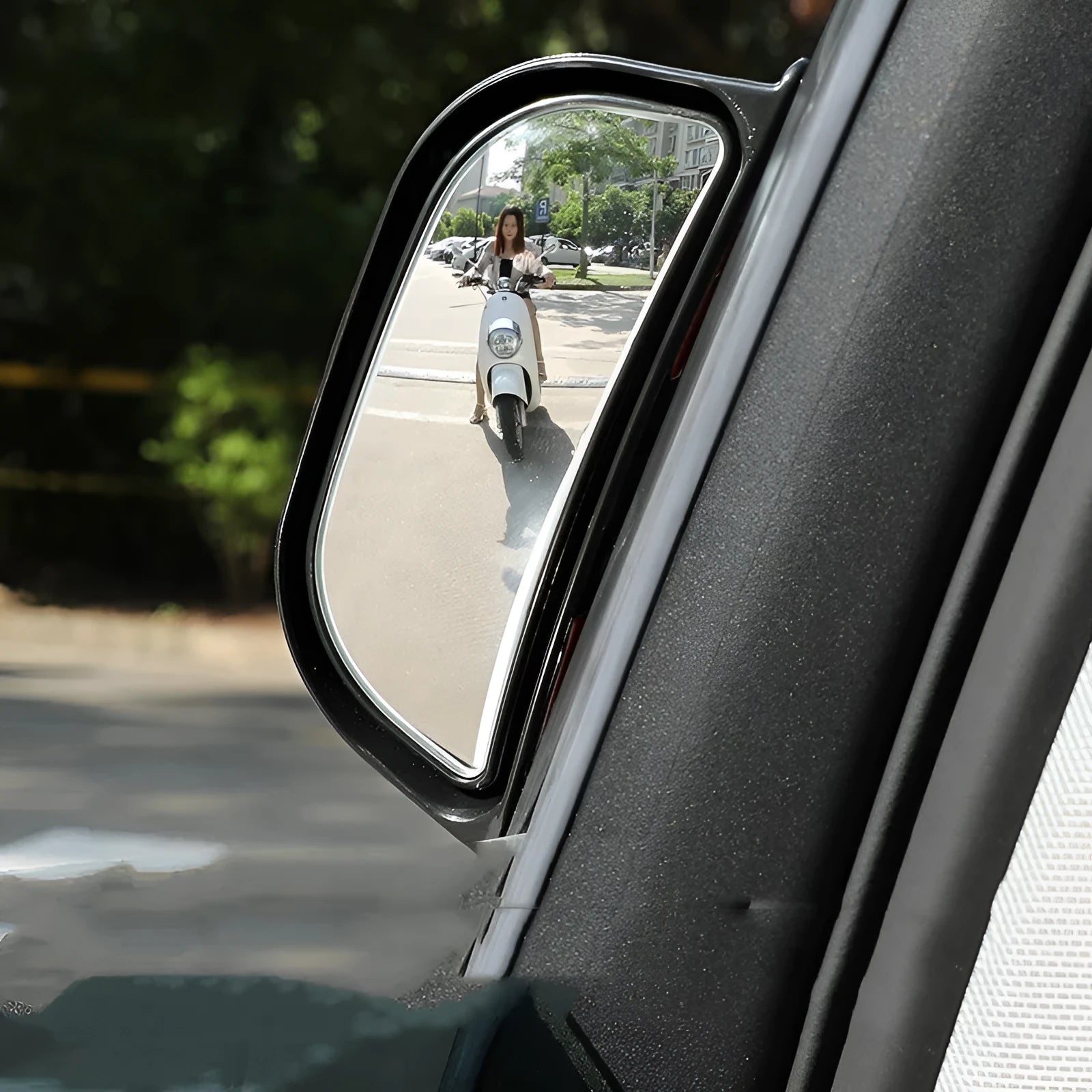 Black and white universal wide angle two-row car rearview mirror for blind spot visibility