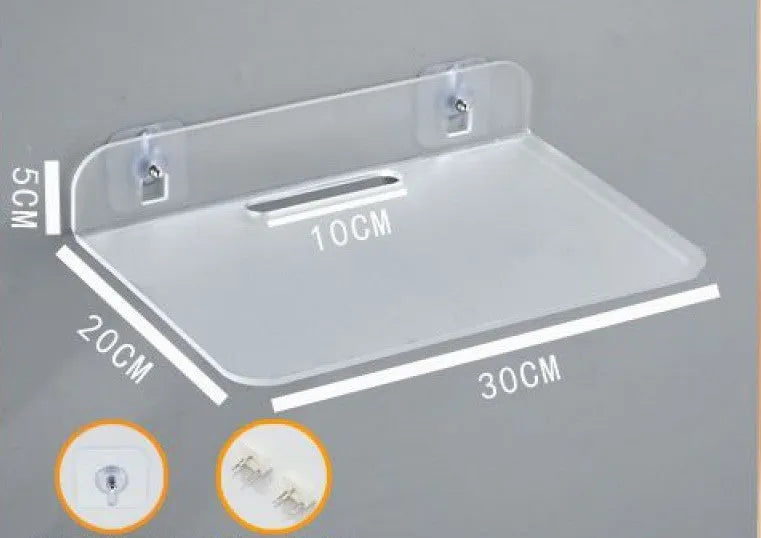 Acrylic right angle camera shelving bracket in black, 13.5x11.5x5.5cm, for no-drill wall mount