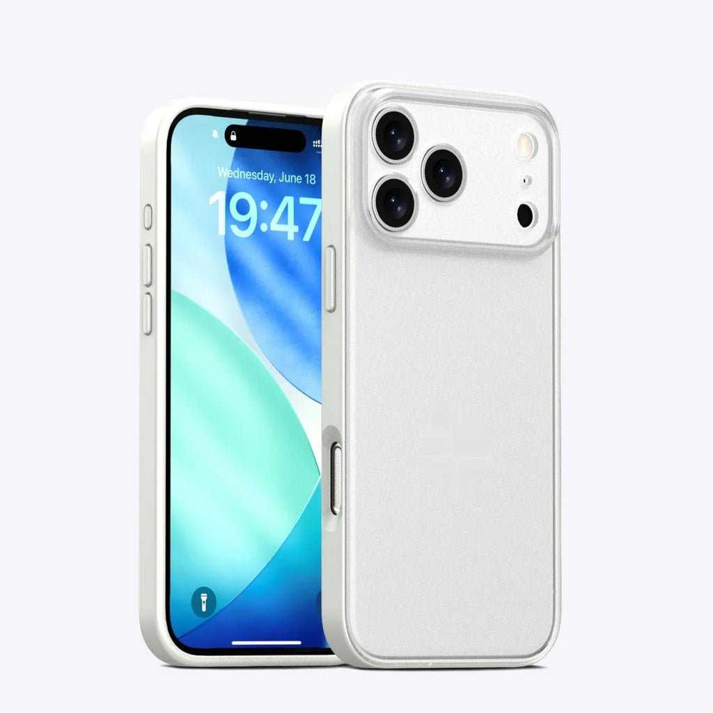 iPhone 17 series phone case in fog black with skin-feeling oil injection finish, TPU and PC anti-slip cover