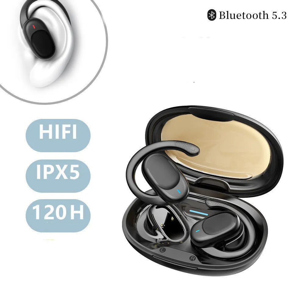 Non-in-ear air conduction Bluetooth headset in black ABS, with Jerry chip and breathing light