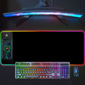 Pure black oversized RGB wireless charging mouse pad with cloth surface, non-slip rubber base, and 3mm thickness