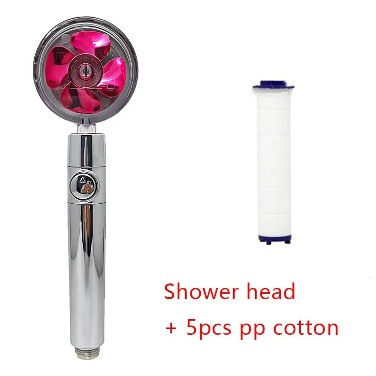 ABS water saving shower head with round head, chrome alloy finish, and 360-degree rotating joint