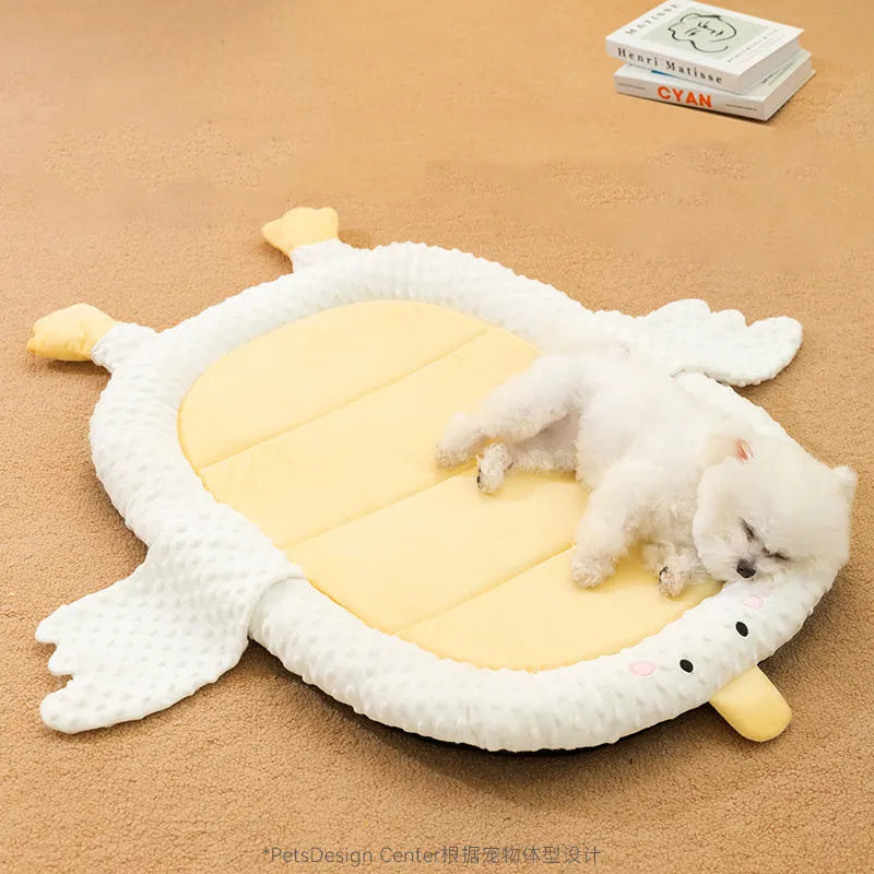 Grey waterproof orthopedic dog sofa bed with raised edges and a removable cover.