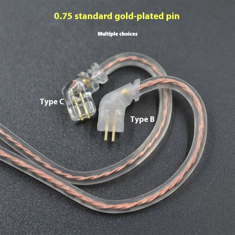 KZ high purity oxygen-free copper double and upgrade earphone replacement cable in transparent black