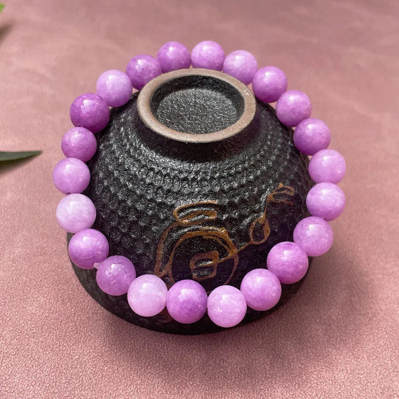 Natural quartz rock jade bracelet in Chinese style, multi circle, 8mm bead size, single ring design