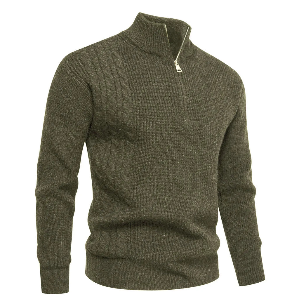 Men's Half-zip Pullover Sweater Casual Polyester Thickened Loose Fit Sweatshirt for Autumn Winter Seasonal Wear Available in Army Green Beige Black Gray Wine Red Sizes M L XL 2XL 3XL Asian Sizing
