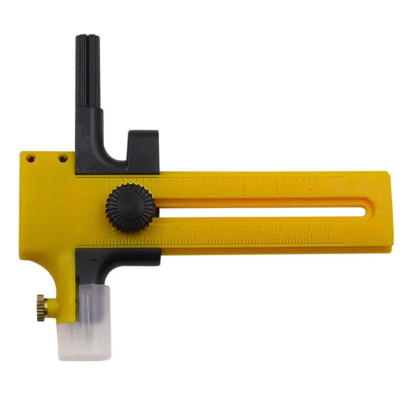 Circular knife craft scissors with compass rail for precision circle cutting in paper and fabric