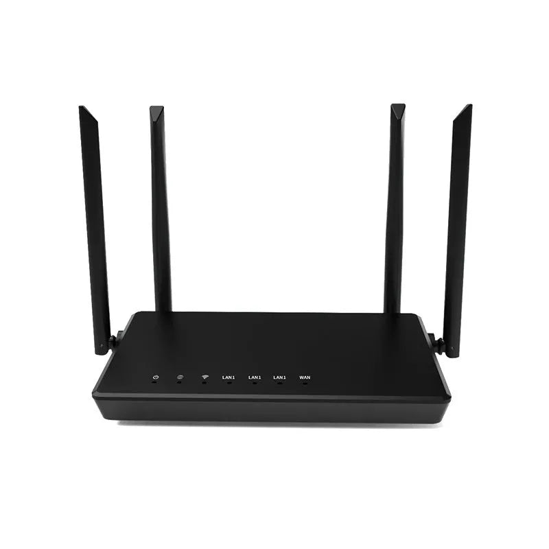 Portable 300m wireless router with five network ports in compact bare metal housing