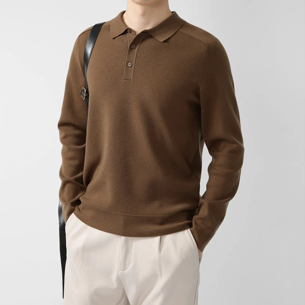 Men's lambswool knit polo sweater with raglan sleeves, solid colour, regular fit, sizes M-XXXL.