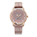 Women's two-tone dial belt quartz watch with alloy dial and imitation leather strap