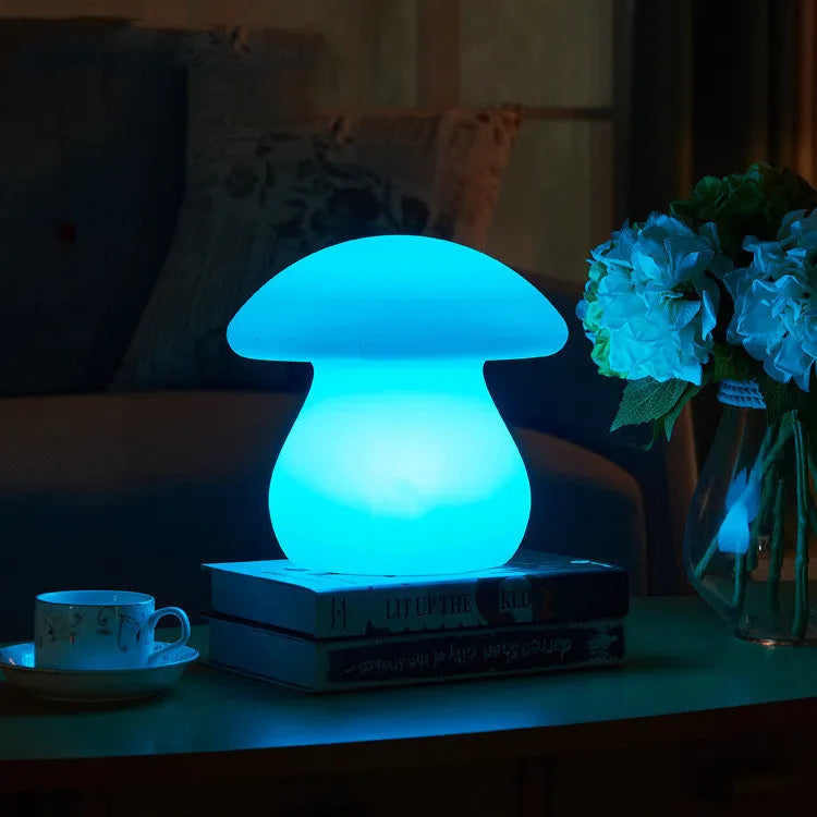 Mushroom-shaped LED night light with remote control, rechargeable, waterproof, in picture colour