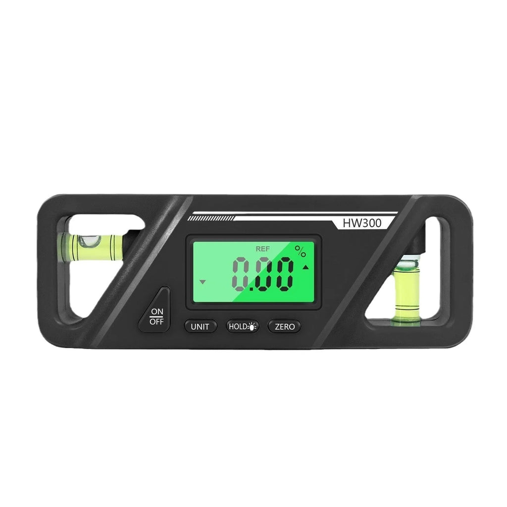 Digital magnetic inclinometer level meter showing angle display on a metal surface