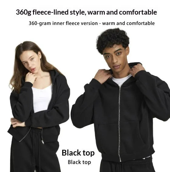 Men's loose fit hooded sweatshirt cardigan in brown or black, cotton polyester blend, sizes S-XXL