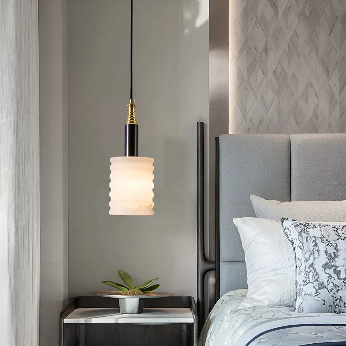 Marble pendant light in small D12cm and large D15cm sizes for living room or bedroom, 220V
