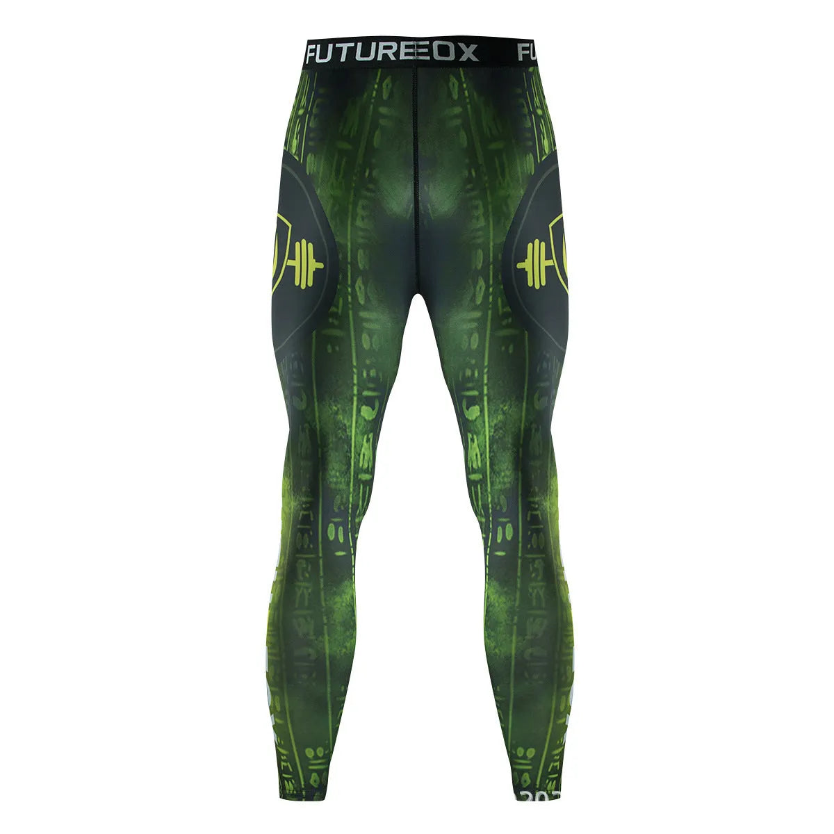 Men's slim-fit ZF016 style athletic suit with printed pattern, featuring a long sleeve top and trousers for sports.