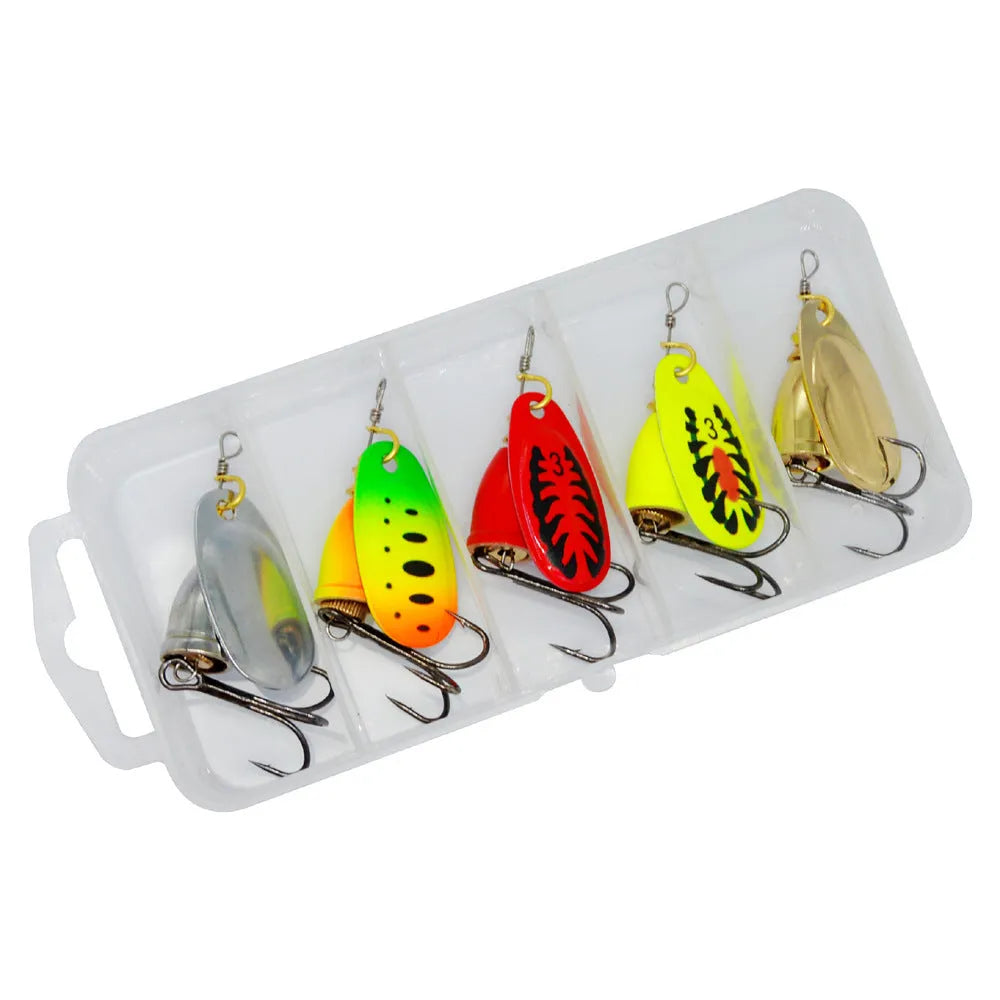 R composite rotating sequins copper bell fishing lure in seven metallic colours including gold, silver, and rose gold