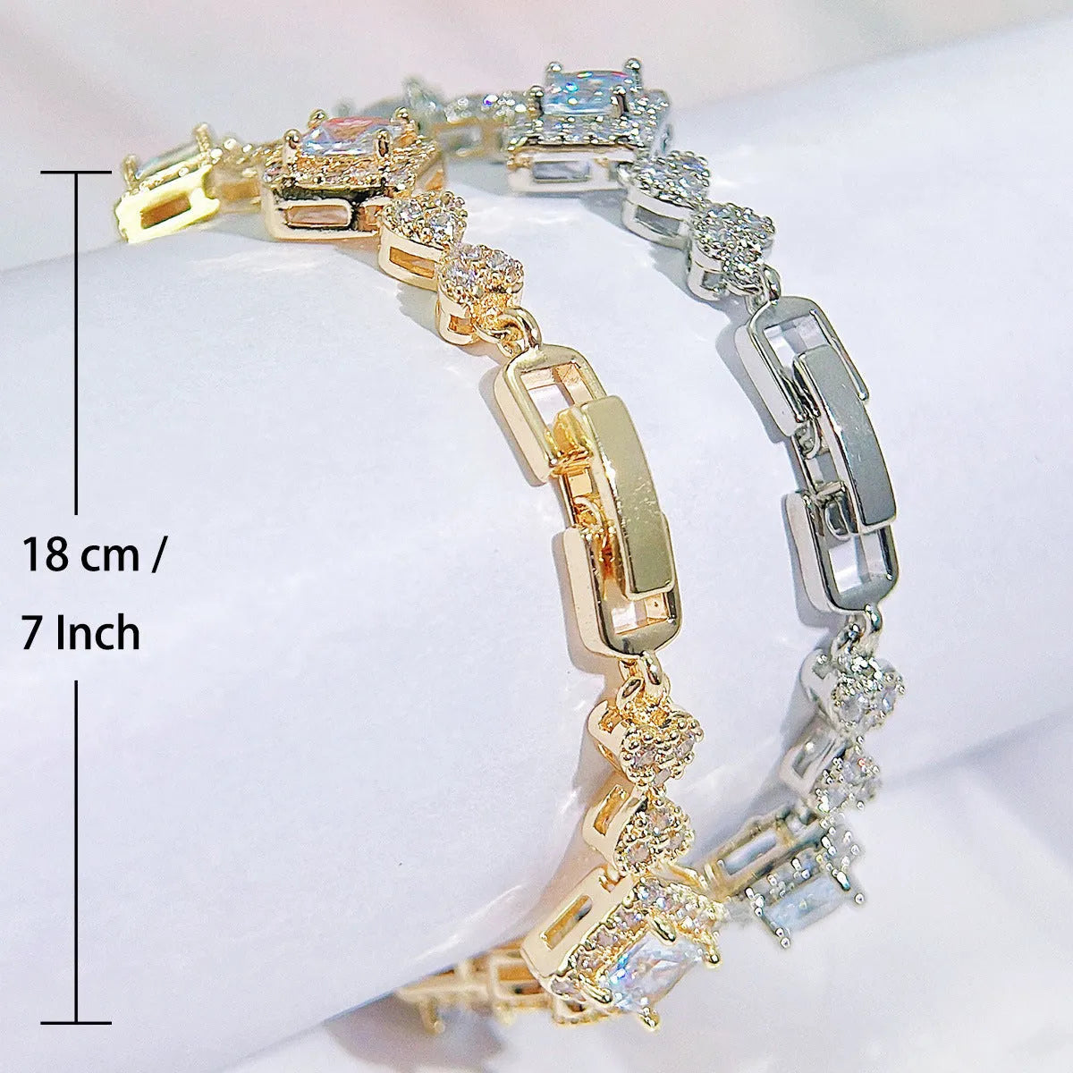 All-match diamond zircon bracelet for women in silver with geometric love/heart motif
