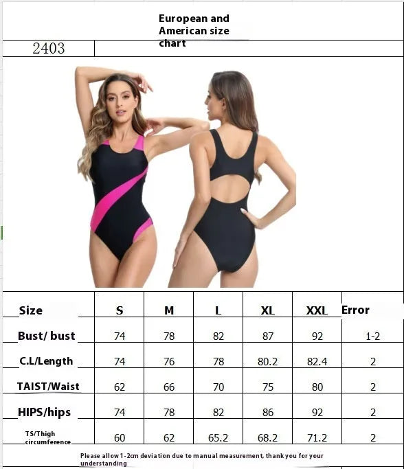 One-piece briefs swimsuit in tight-fitting design available in rose red, blue, and white colours
