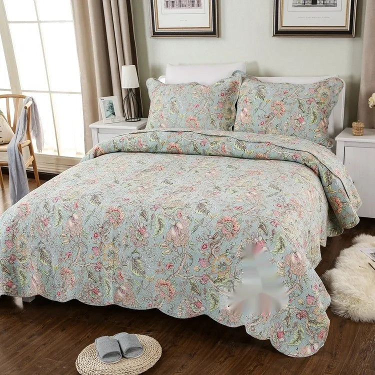 Pure cotton bedspread set with geometric pattern for 1.8 metre double bed